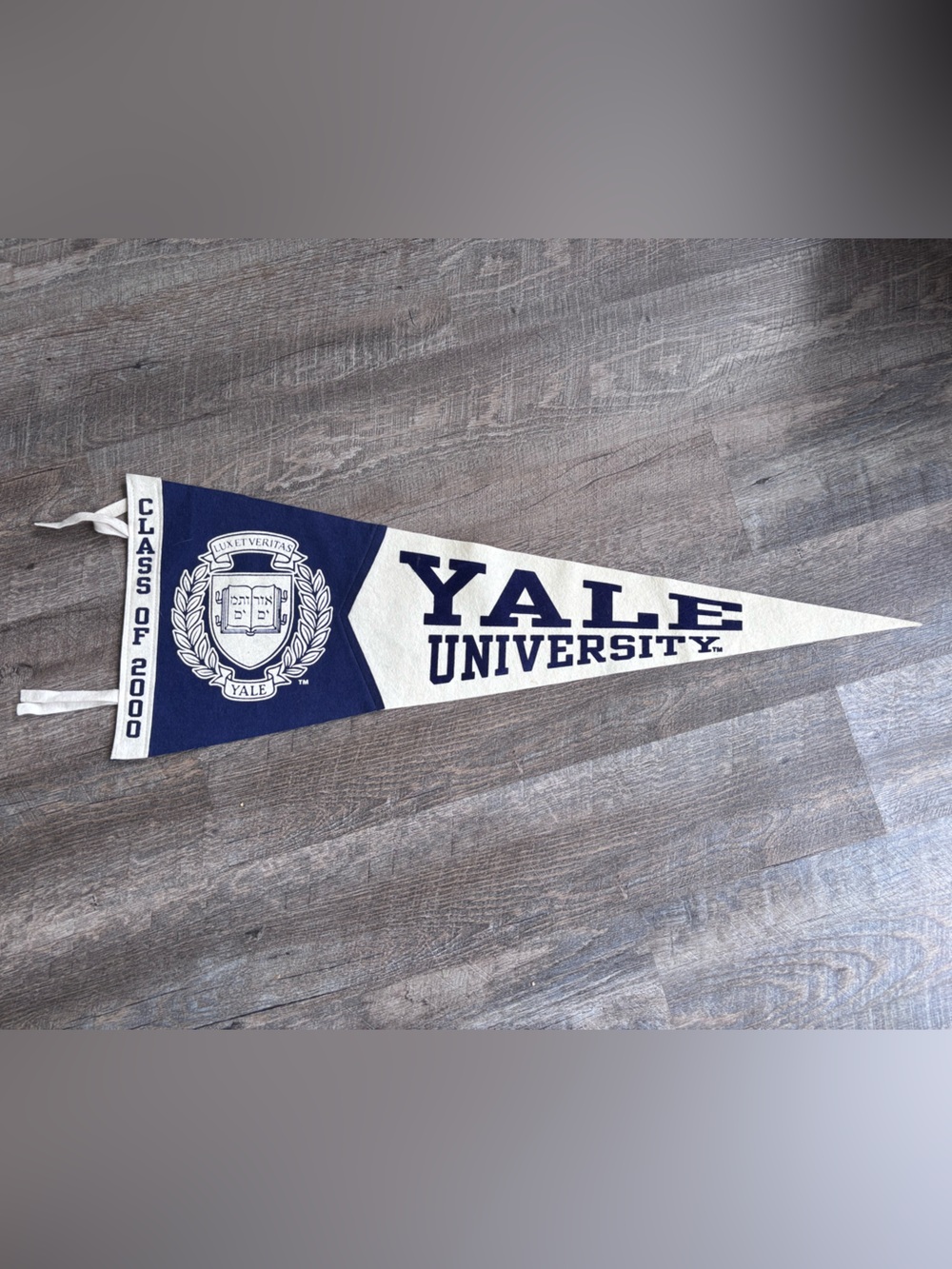 Rare! Vintage Class of 2000 Yale University Navy & White Felt Pennant